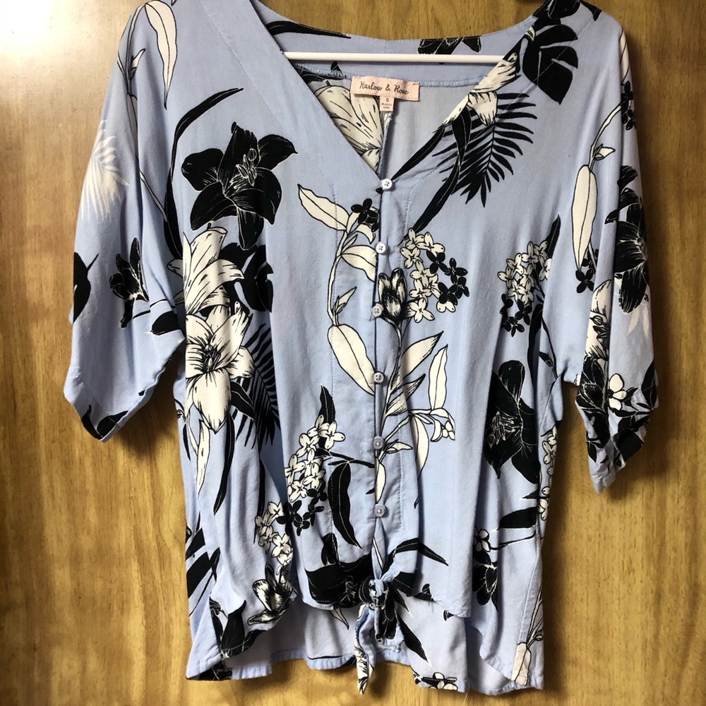 Blue floral blouse